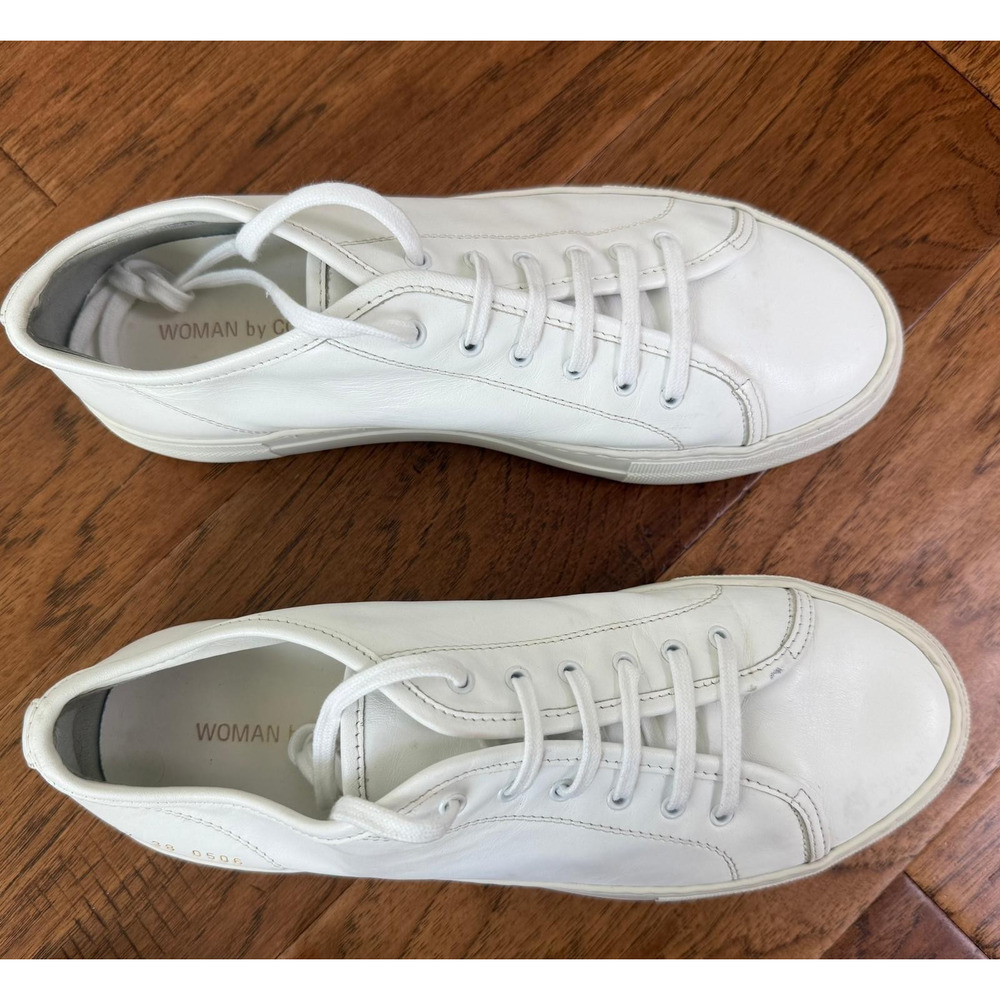 Woman by Common Projects Achilles Womens Leather Low Top Sneaker White Sz 38 US7 - Picture 3 of 9